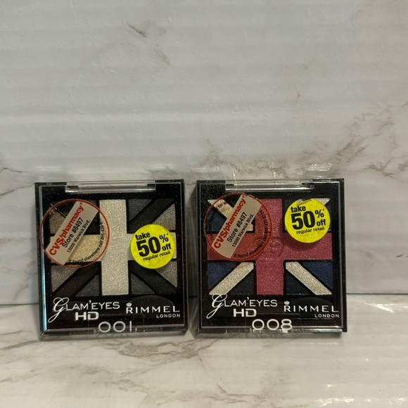 Rimmel London glam eyes HD eyeshadow in 008 true union Jack, and 001 black cab - Picture 1 of 6
